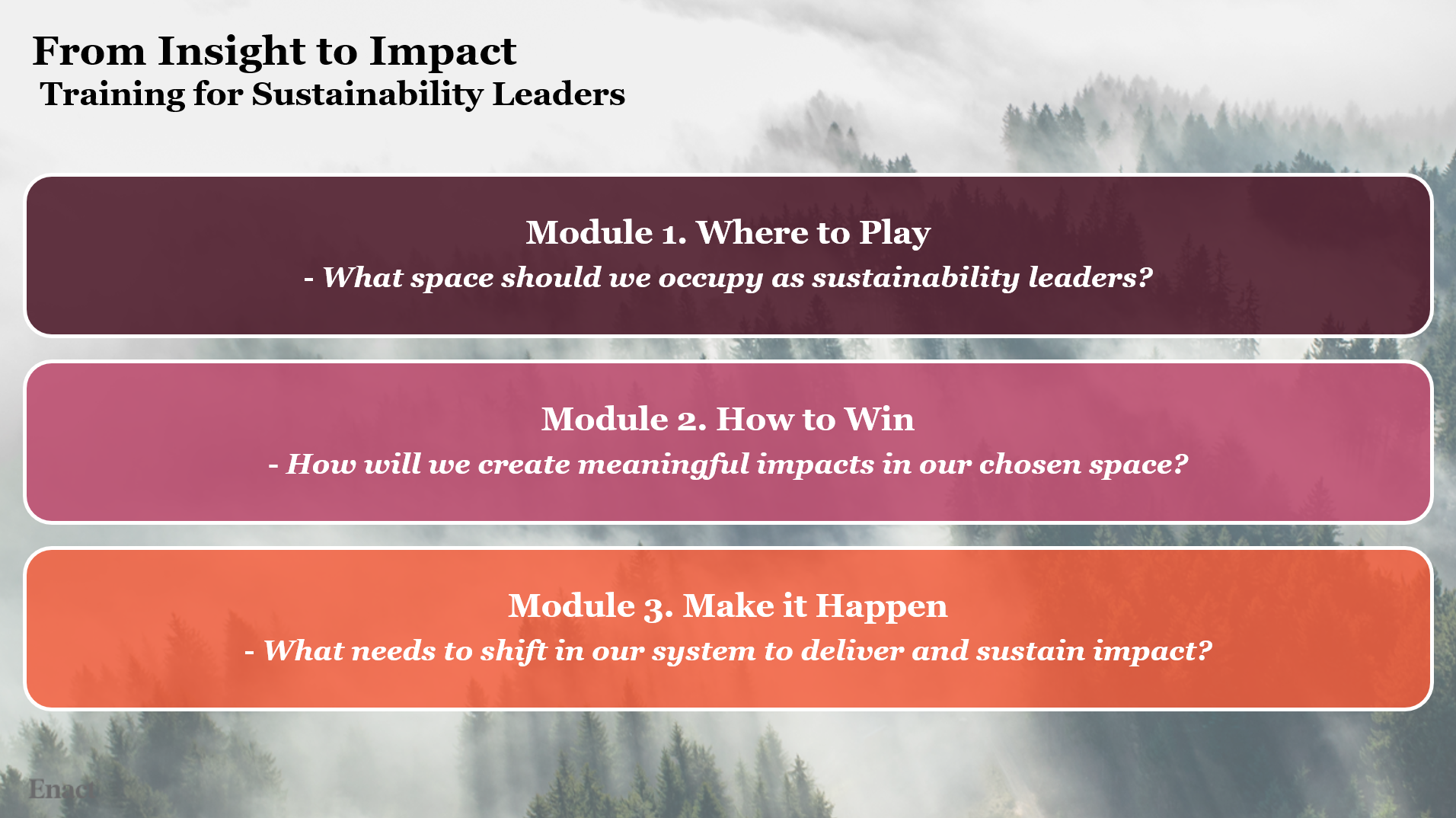 From Insight to Impact – New Training for Sustainability Leaders (Early ...